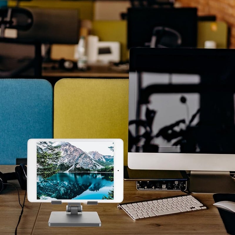 Adjustable Folding Tablet Stand Universal Metal Bracket Multi Angle Desk Holder Space Gray - Image 4